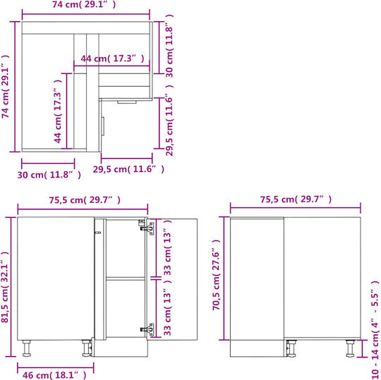 Corner Cabinet Floor Sonoma Oak 75.5x75.5x80.5pcs