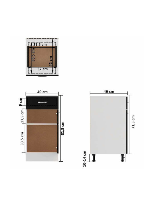 Floor Cabinet Black 40x46x81.5cm