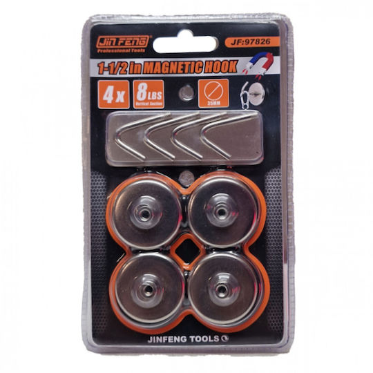 4 Pieces Neodymium Magnetic Hooks for Hanging Objects Weight Up to 3.5kg