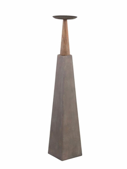 PTMD Collection Candle Holder Metal in Gray Color 13x13x70cm 1pcs