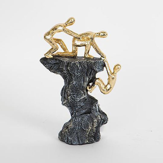 Estheti Home Διακοσμητικό Γλυπτό Άνθρωποι Βράχος Resin Μαύρο Χρυσό 14x5.5x21.5cm 752-27076