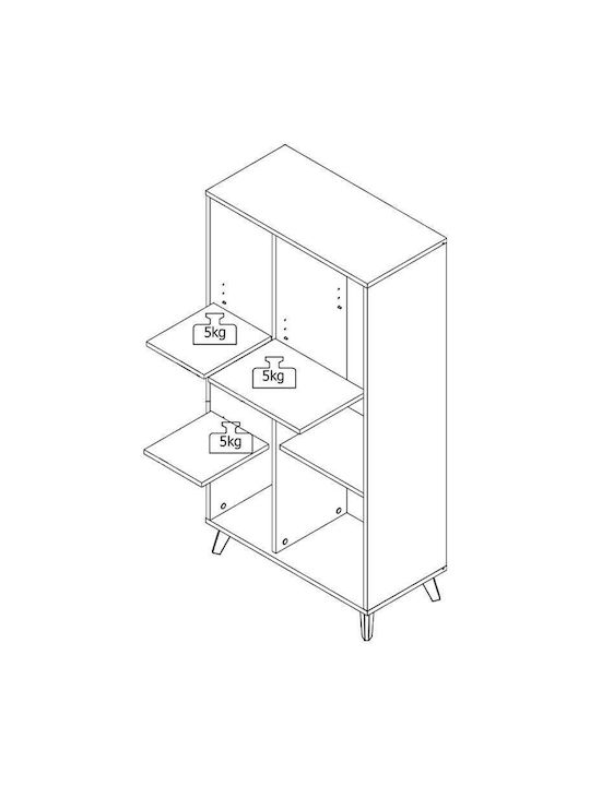 Umbria POP Wohnzimmer Vitrine aus Spanplatte Graue Eiche / Weiß 67.5x33x130.5cm