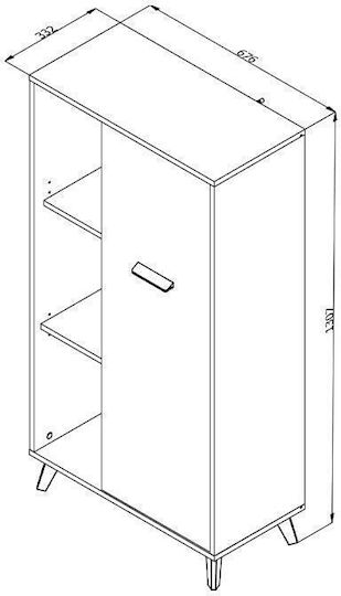 Umbria POP Living Room Display Cabinet from Particle Board Grey Oak / White 67.5x33x130.5cm