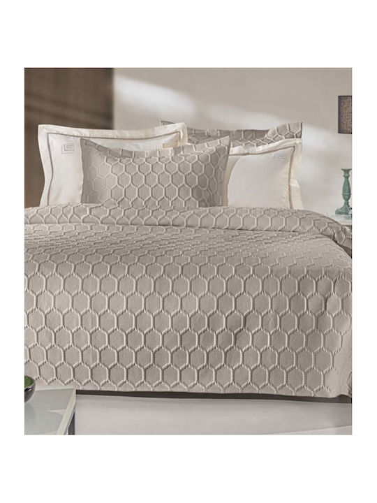 Guy Laroche Hive Σετ Κουβερλί Υπέρδιπλο Microsatin Taupe 240x250cm 3τμχ