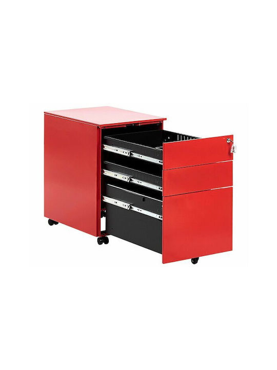 Schublade Büro Berwyn 1521 mit Rollen Red 39x50x60cm