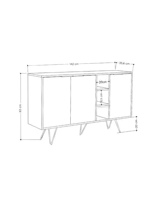 Bufet Clara Din Lemn Culoare Nuc Deschis 142x35.6x83cm