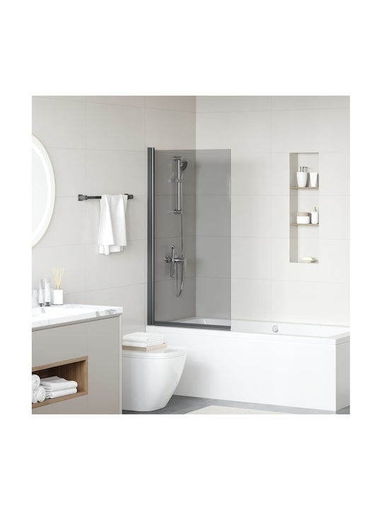 vidaXL Shower Screen Bathtub with Foldable Door 68x130cm Stripes Black