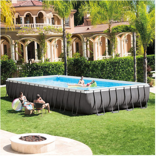 Intex PVC Swimming Pool 10lt with Metallic Frame 975x488x132cm Gray
