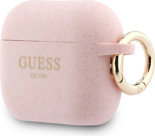 Guess Hülle Silikon mit Haken in Rosa Farbe für Apple AirPods Pro 3