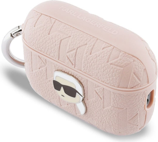 Karl Lagerfeld Karl Lagerfeld Monogram Head Plastic Case With Hook in Pink Color for Apple AirPods Pro 3