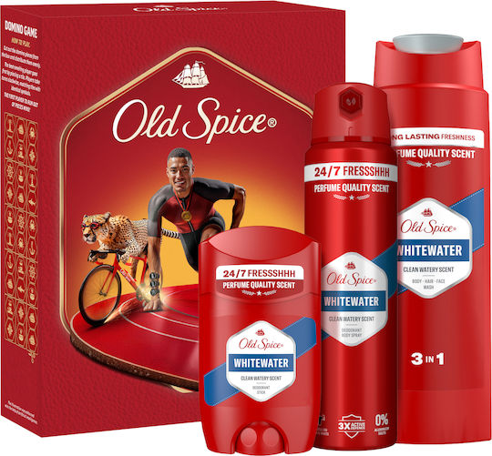 Old Spice Ironman Gift Set With Deodorant Stick Spray And Shower Gel Whitewater 24 Hour Freshness For Daily Use Scent With Quality Long Lasting Fragrance