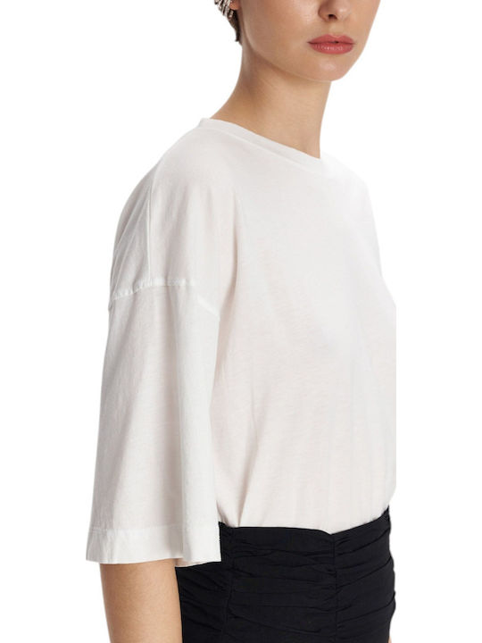 Women's Cotton Short Sleeve Top White 81039126 Off White