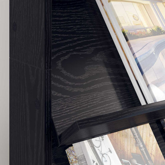 vidaXL PU Magazine Rack Black 70x41x126cm