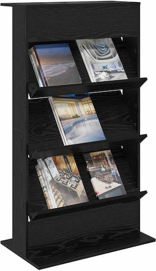 vidaXL PU Magazine Rack Black 70x41x126cm