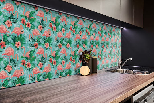 Vinyl Wall Panel Sticker Elegant Interior Decoration Flamingo 100x50 Cm