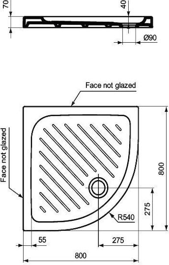 Ideal Standard Керамично душ 80x80см Бял