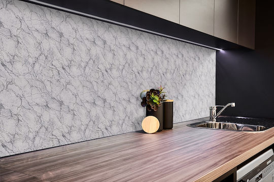 Panou De Perete Decorativ Din Vinil Model Marmură Gri 100x50 Cm