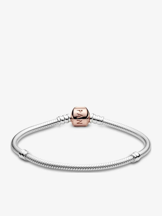 Genuine Pandora Bracelet 17cm Snake Chain Silver 925 Clasp 14k Rose Gold Plating