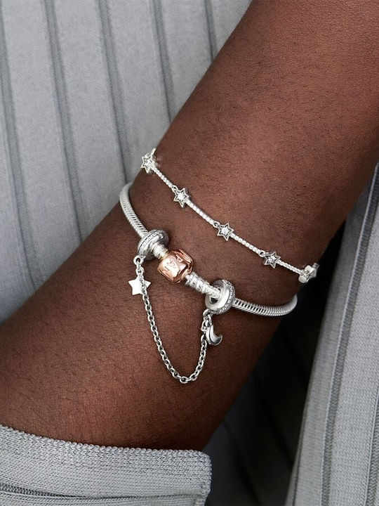 Genuine Pandora Bracelet 17cm Snake Chain Silver 925 Clasp 14k Rose Gold Plating