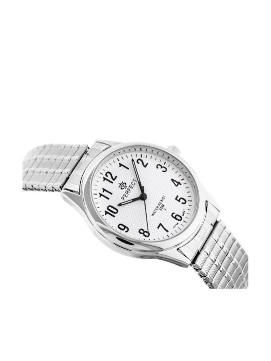 Perfect Мъжки Часовник 30mm На Батерия със Сребриста Метална Гривна