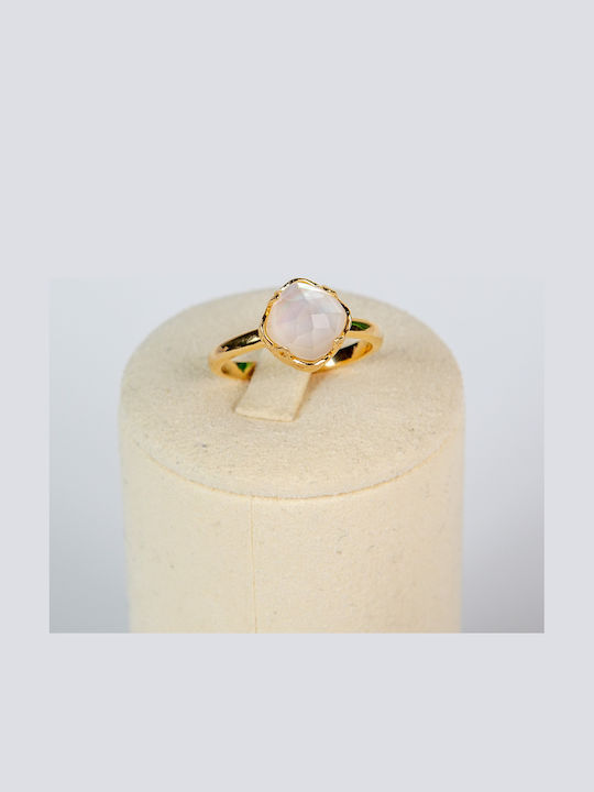 Damen Ring mit Perlen & Zirkonia aus Silber Vergoldet