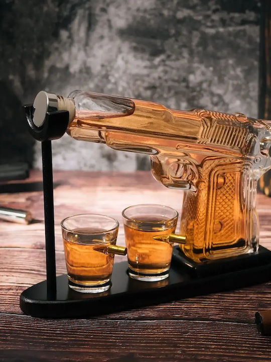 Sticlă Carafă de Servire Whiskey 14buc cu Dop și Pahare Transparentă 220ml 1buc