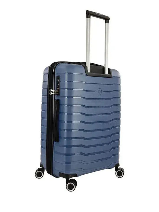 Rain Travel Suitcases Hard Blue with 4 Wheels Set of 3pcs RB80134-SET3-S-M-L-BLUE