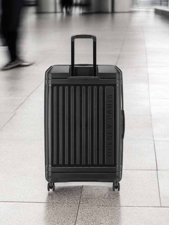 Delsey Lutece SE Large Hard Black Suitcase With 4 Wheels Height 79cm