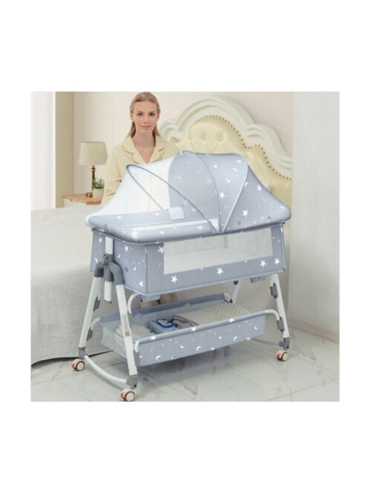 Lazarid Cradle with Mattress and Wheels Gray