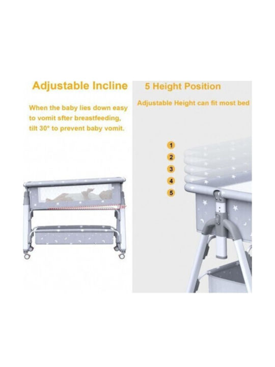 Lazarid Cradle with Mattress and Wheels Gray