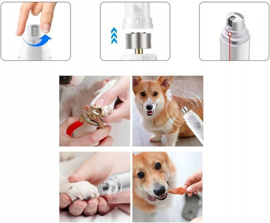 Fișă De Unghii Electrică Pentru Câini Și Pisici Zola Vârf De Diamant 2 Setări De Viteză Încărcare Usb 3 X 3 X 14.5 Cm Albă