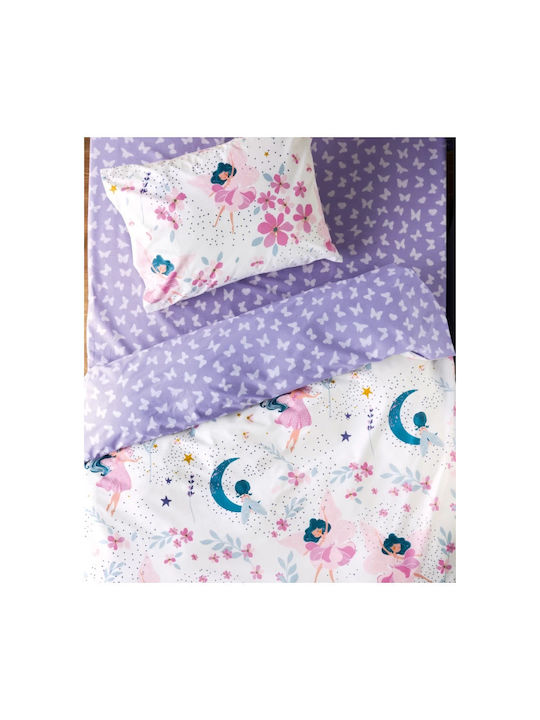 Kentia Kinderbettlaken Set Weiß Rosa Flieder Veraman Petrol 160x270cm