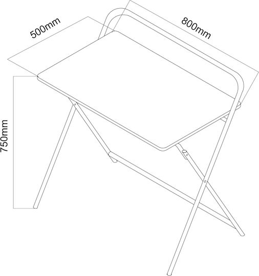 Mc127 B Folding Wooden Kitchen Table With Brown Metal Frame 50x80cm