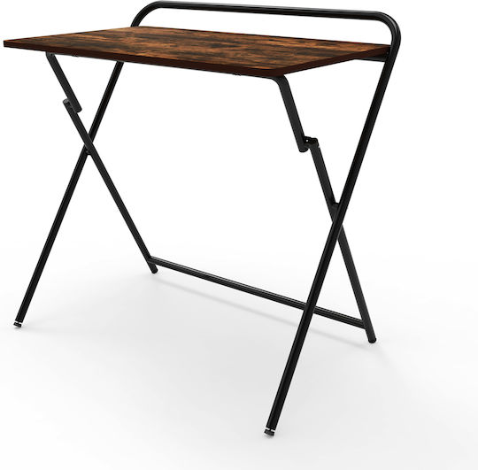 Mc127 B Folding Wooden Kitchen Table With Brown Metal Frame 50x80cm