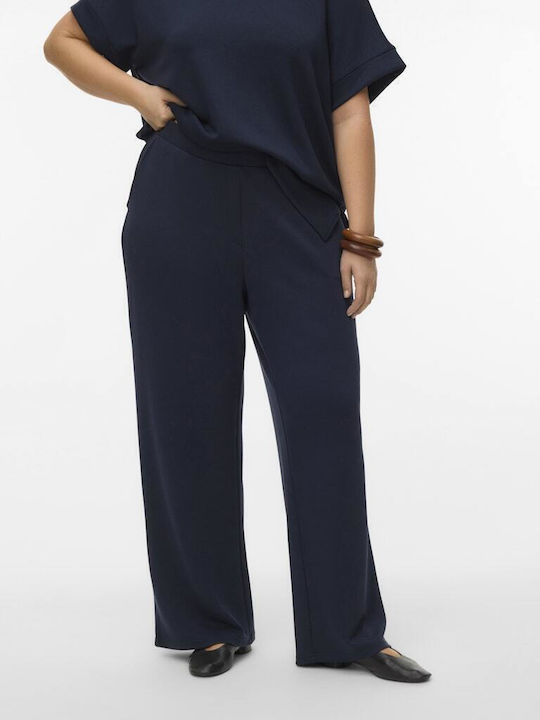 Curve Damen-Hosen Hochbund Stoff in Gerader Beinstil Marineblau Blazer