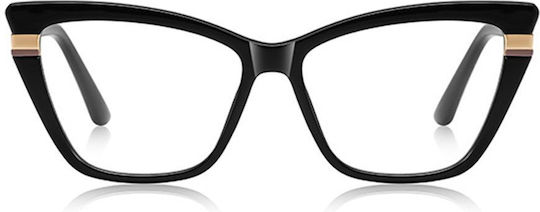 Techsuit Anti-Blue Light Glasses Reflex PC 2271 Women Rectangle TR90 & Metal Frame AC Lens Black