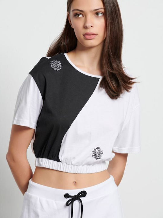 1231-909020 Women's Athletic Crop Top Short Sleeve Black