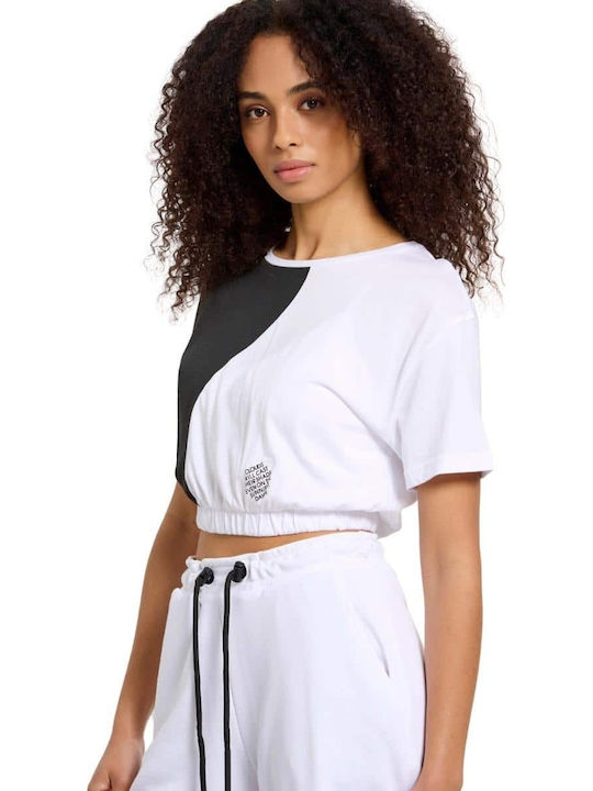 1231-909020 Women's Athletic Crop Top Short Sleeve Black