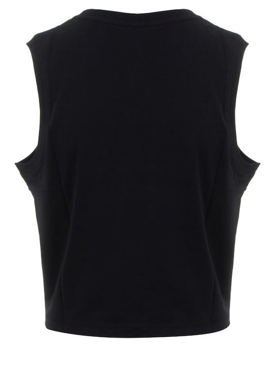 Soni Damen Crop Top Baumwolle Ärmellos Schwarz