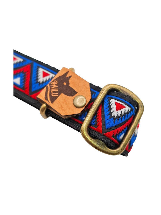 Dog Collar Kilim Urban Adjustable Fabric Collar Bailu Xs 22 34cm Width 2cm Red-Blue