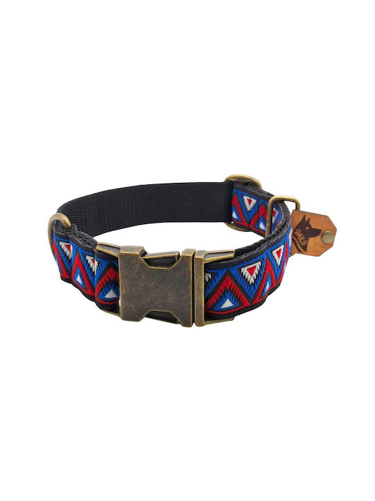 Dog Collar Kilim Urban Adjustable Fabric Collar Bailu S 28 44cm Width 2cm Red-Blue