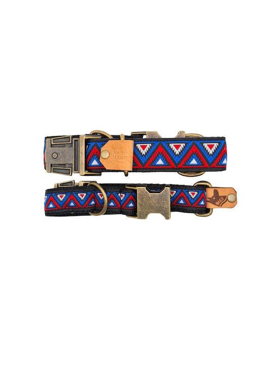 Dog Collar Kilim Urban Adjustable Fabric Collar Bailu S 28 44cm Width 2cm Red-Blue