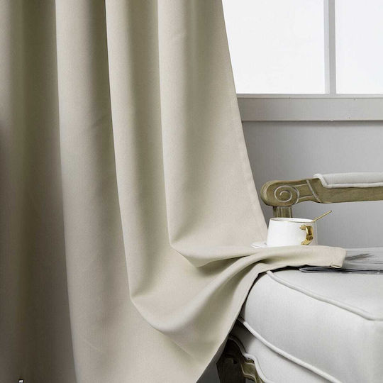 Beauty Home Κουρτίνα Συσκότισης με Τρουκς Μπεζ 140x270εκ.