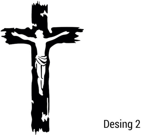 Metallic Cross Christ Depiction M55cm-x30cm Design-4