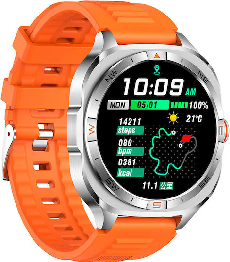 Microwear G400 Smartwatch με Παλμογράφο (Πορτοκαλί)