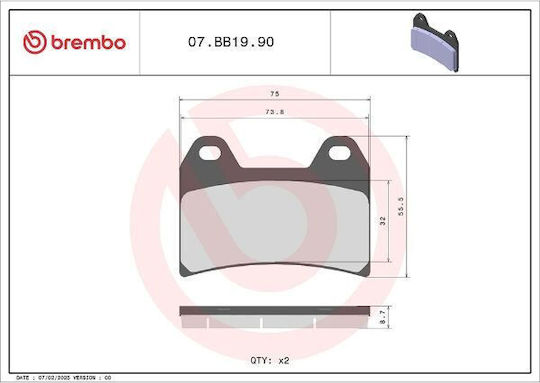 Brembo 07bb1990 Μπροστινά Τακάκια Φρένων Aprilia Ducati Ktm Χρυσό