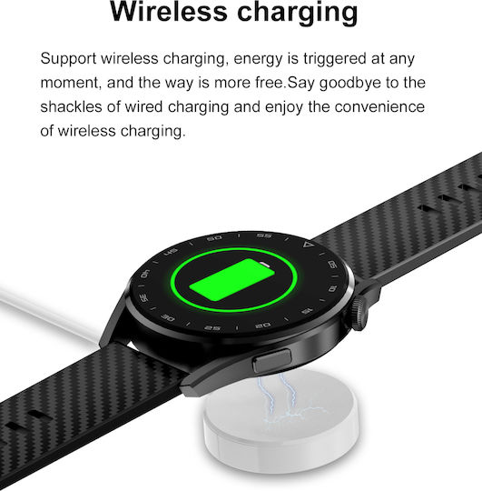 DT3 Smartwatch με Παλμογράφο (Μαύρο)