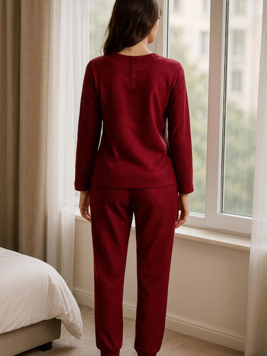 Caress Set Pijamale pentru Femei Bordeaux