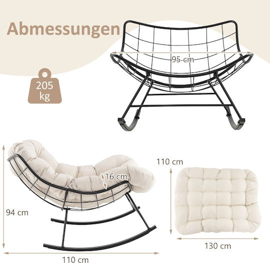 Schaukelstuhl Drehbar Beige 110x95x94cm