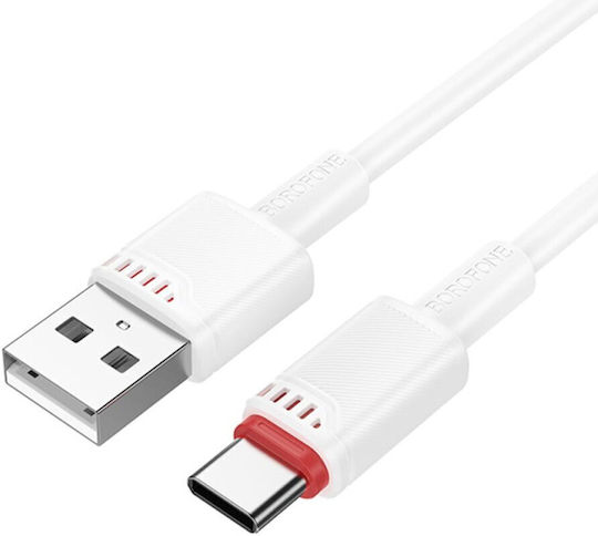 Borofone USB 2.0 Cable USB-C male - USB-A 18W Λευκό 1m tt101797